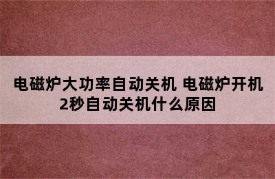 电磁炉大功率自动关机 电磁炉开机2秒自动关机什么原因